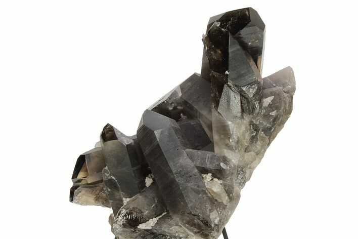 Smoky Quartz Crystal Cluster on Metal Stand - Brazil #255386